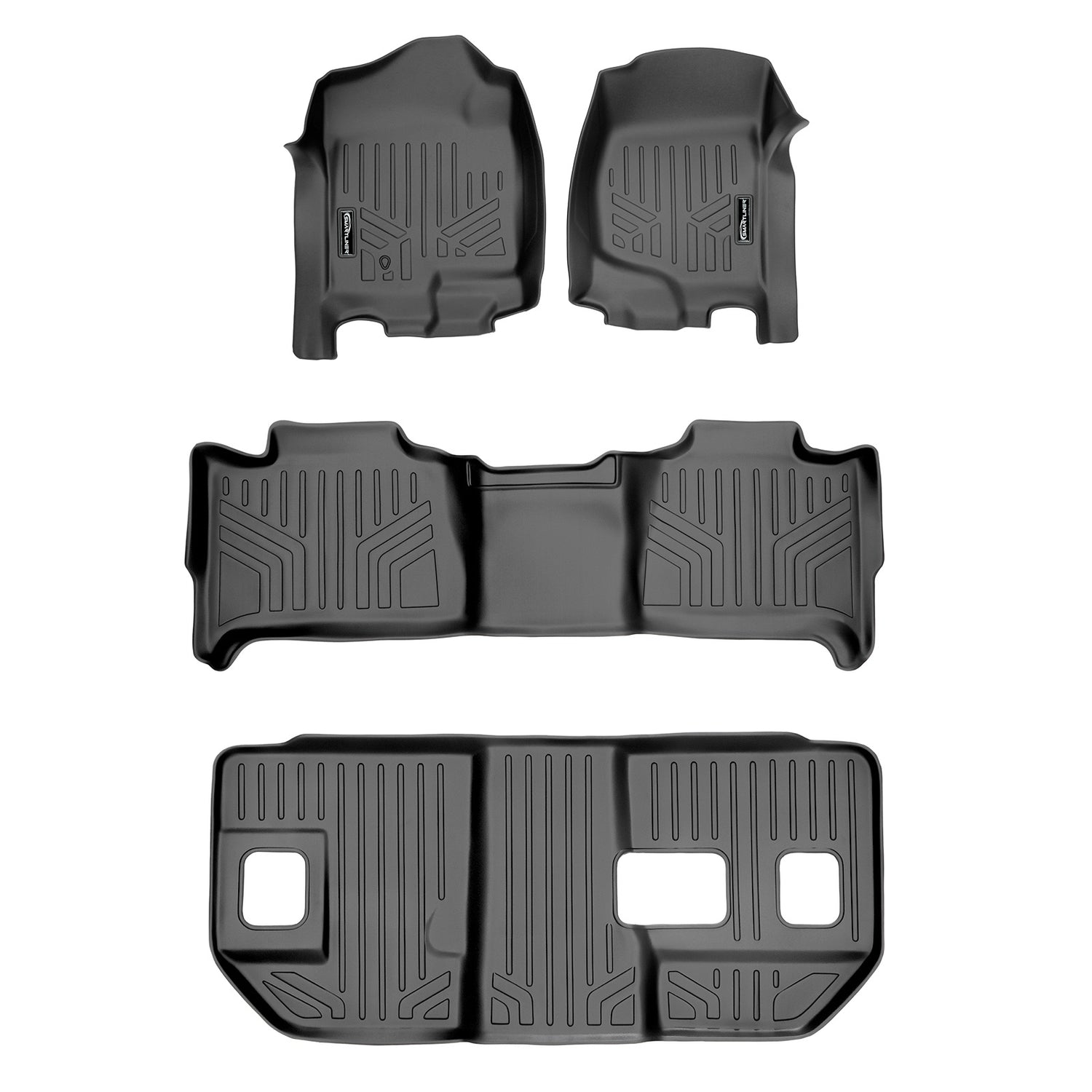 Floor Mats 3 Row Liner Set Grey <br> 07-14 Chevrolet Suburban GMC Yukon XL/Denali XL