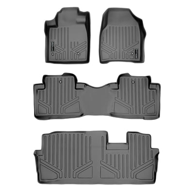 Floor Mats 3 Row Liner Set Grey <br> 09-15 Honda Pilot