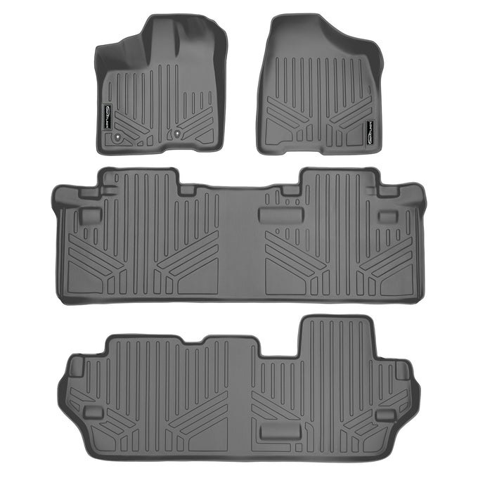 Floor Mats 3 Row Liner Set Grey <br> 11-12 Toyota Sienna (8 Passenger)