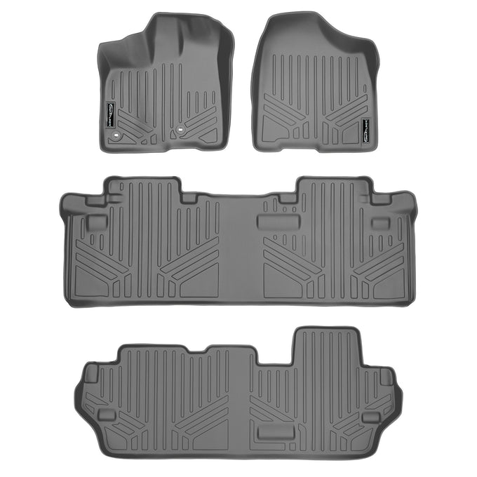 Floor Mats 3 Row Liner Set Grey <br> 13-20 Toyota Sienna (8 Passenger)