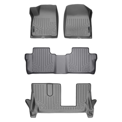 Floor Mats 3 Row Liner Set Grey <br> 20-21 Cadillac XT6 with Bench Seats