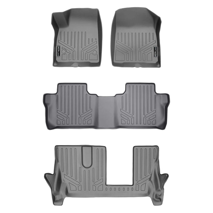 Floor Mats 3 Row Liner Set Grey <br> 20-21 Cadillac XT6 with Bench Seats