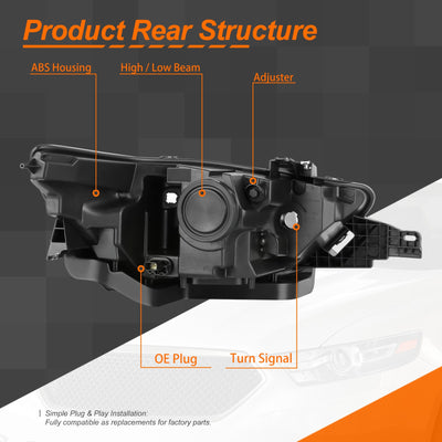 OE Style Black Housing  Projector Headlights <br> 13-19 Ford Taurus