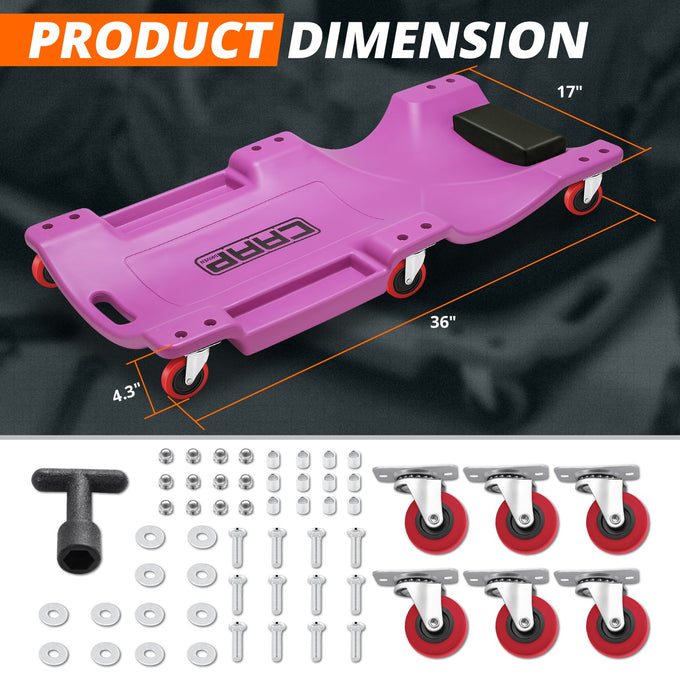 36 in. L Portable Rolling Creeper <br> Dimension (in.): 36 L X 17 W X 4.25 H