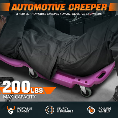 40 in. L Portable Rolling Creeper w/Headrest <br> Dimension (in.): 40 L X 18.5 W X 4.3 H