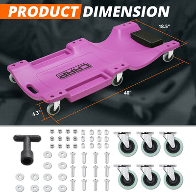 40 in. L Portable Rolling Creeper w/Headrest <br> Dimension (in.): 40 L X 18.5 W X 4.3 H