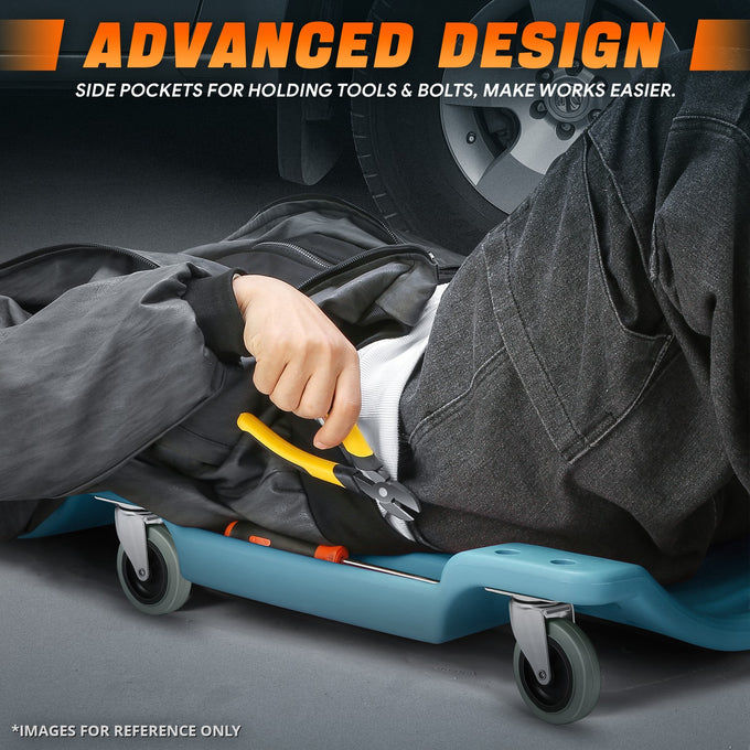 40 in. L Portable Rolling Creeper w/Headrest <br> Dimension (in.): 40 L X 18.5 W X 4.3 H