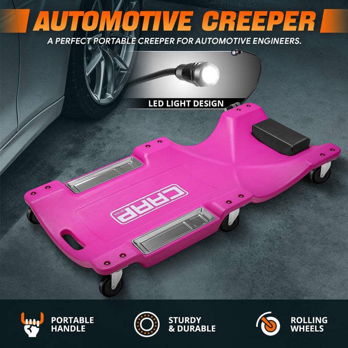 40 in. L Rolling Plastic Creeper <br> Dimension (in.): 40 L X 18.6 W