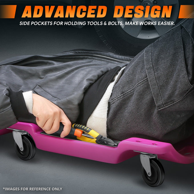 40 in. L Rolling Plastic Creeper <br> Dimension (in.): 40 L X 18.6 W