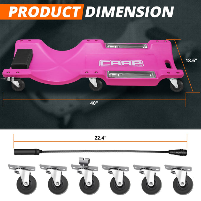 40 in. L Rolling Plastic Creeper <br> Dimension (in.): 40 L X 18.6 W