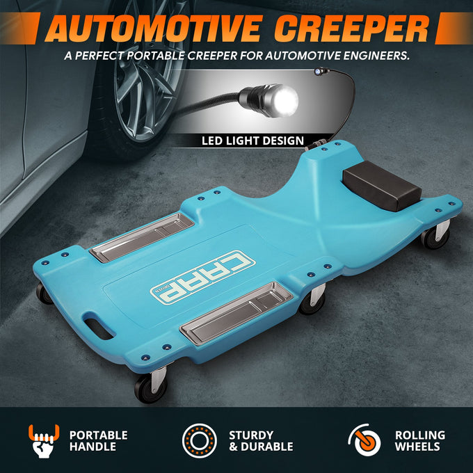 40 in. L Rolling Plastic Creeper <br> Dimension (in.): 40 L X 18.6 W