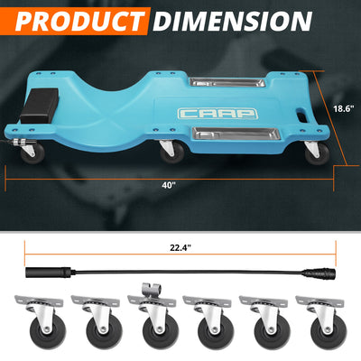 40 in. L Rolling Plastic Creeper <br> Dimension (in.): 40 L X 18.6 W