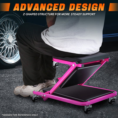 36 in. 2-in-1 Foldable Rolling Creeper & Seat <br> Dimension( in.): 36 L X 17.32 W X 4.7 H