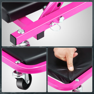 36 in. 2-in-1 Foldable Rolling Creeper & Seat <br> Dimension( in.): 36 L X 17.32 W X 4.7 H