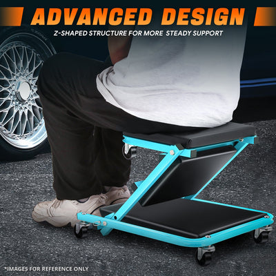 36 in. 2-in-1 Foldable Rolling Creeper & Seat <br> Dimension( in.): 36 L X 17.32 W X 4.7 H