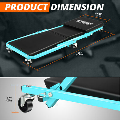 36 in. 2-in-1 Foldable Rolling Creeper & Seat <br> Dimension( in.): 36 L X 17.32 W X 4.7 H
