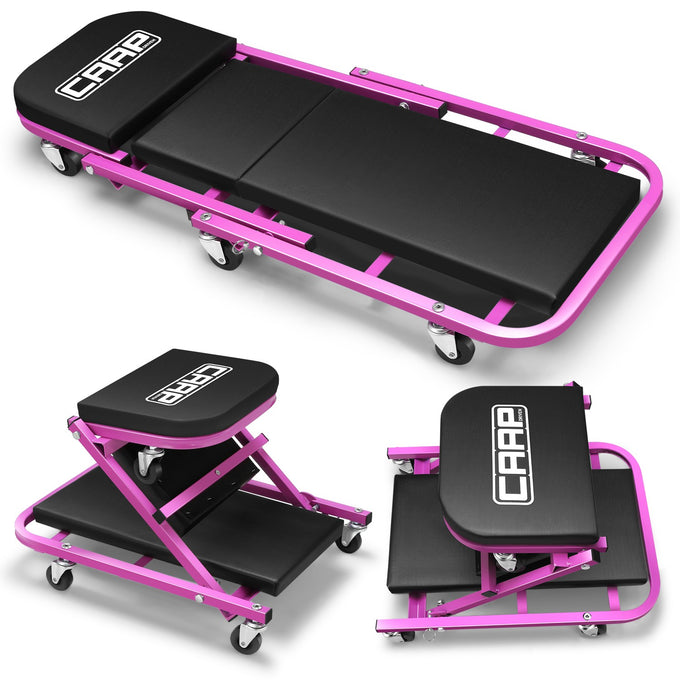 40 in. L 2-IN-1 Folding Rolling Car Creepers & Seat <br> Dimension (in.): 40 L X 17.32 W X 4.72 H