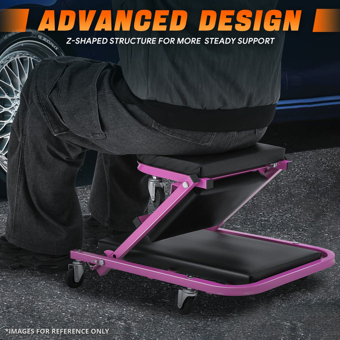 40 in. L 2-IN-1 Folding Rolling Car Creepers & Seat <br> Dimension (in.): 40 L X 17.32 W X 4.72 H