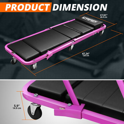 48 in. L 2-in-1 Folding Rolling Car Creepers & Seat <br> Dimension (in.): 47.24 X 17.91 W X 5.9 H