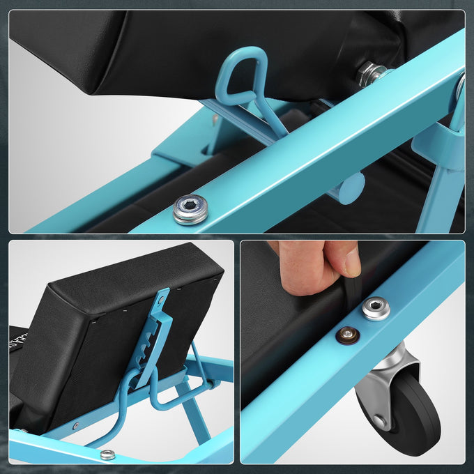 48 in. L 2-in-1 Folding Rolling Car Creepers & Seat <br> Dimension (in.): 47.24 X 17.91 W X 5.9 H