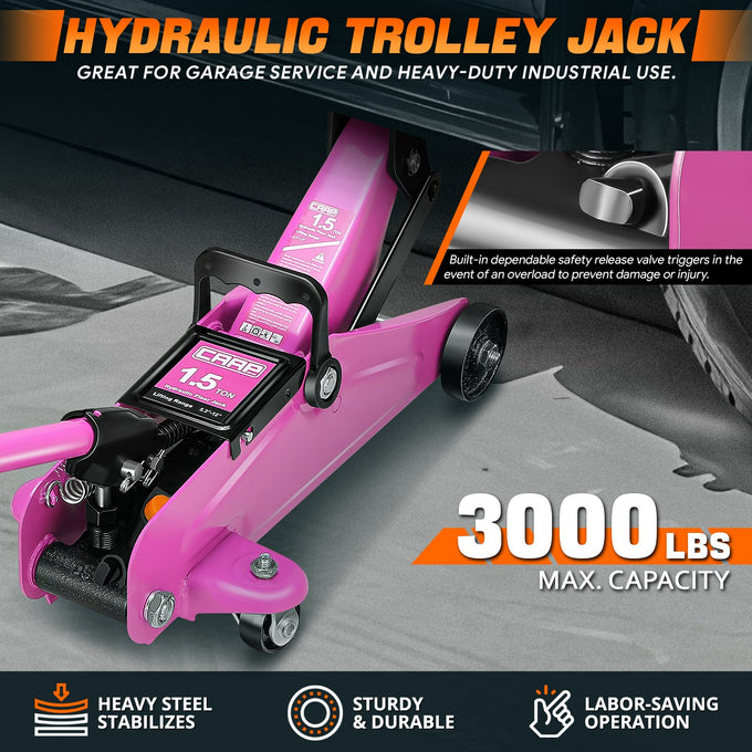 1.5 Ton Hydraulic Trolley Floor Jack <br> Lifting height of 5.3 - 12 in.