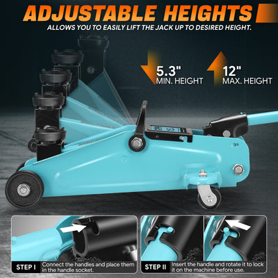 1.5-Ton Hydraulic Trolley Floor Jack <br> Lifting height of 5.3 in.