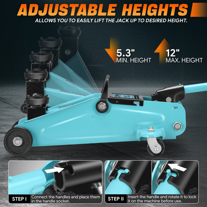 1.5-Ton Hydraulic Trolley Floor Jack <br> Lifting height of 5.3 in.
