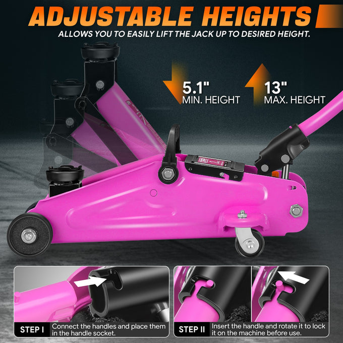 2 Ton Hydraulic Trolley Floor Jack w/Swivel Casters <br> Built-in overload safety valve