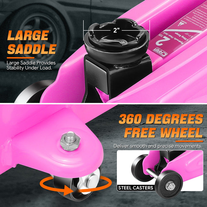 2 Ton Hydraulic Trolley Floor Jack w/Swivel Casters <br> Built-in overload safety valve