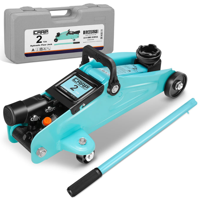 2 Ton Hydraulic Trolley Floor Jack w/Swivel Casters <br> Built-in overload safety valve