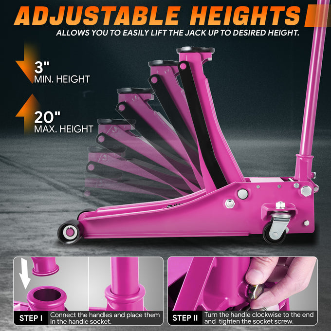 3 Ton Hydraulic Trolley Floor Jack <br>7.87in. x 16.5 in. x 17.32 in.