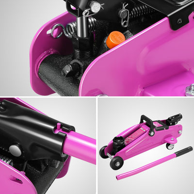 2 Ton Hydraulic Trolley Floor Jack w/Jack Stands <br> Adjustable height: 11 in. to 17 in.