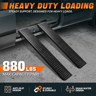 Versatile Anti-slip Arched steel loading Ramps <br> Dimensions (in.): 63 L x 8.86 W x 7.57 H