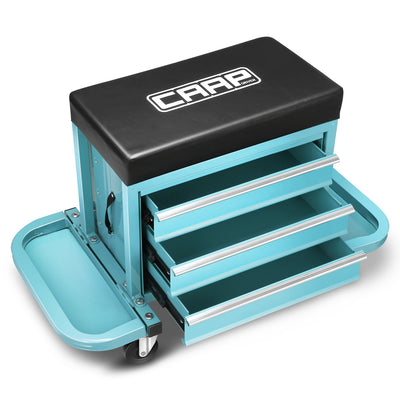 3 Drawer Rolling Mechanics Seat W/Folding Side Tray <br> Cushion Dimension: 410x225mm