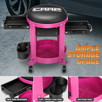 Mechanic Rolling Tool Seat w/Drawer Toolbox <br> Drawer Measures(in.): 5.5 W x 9.5 L x 1.75 H