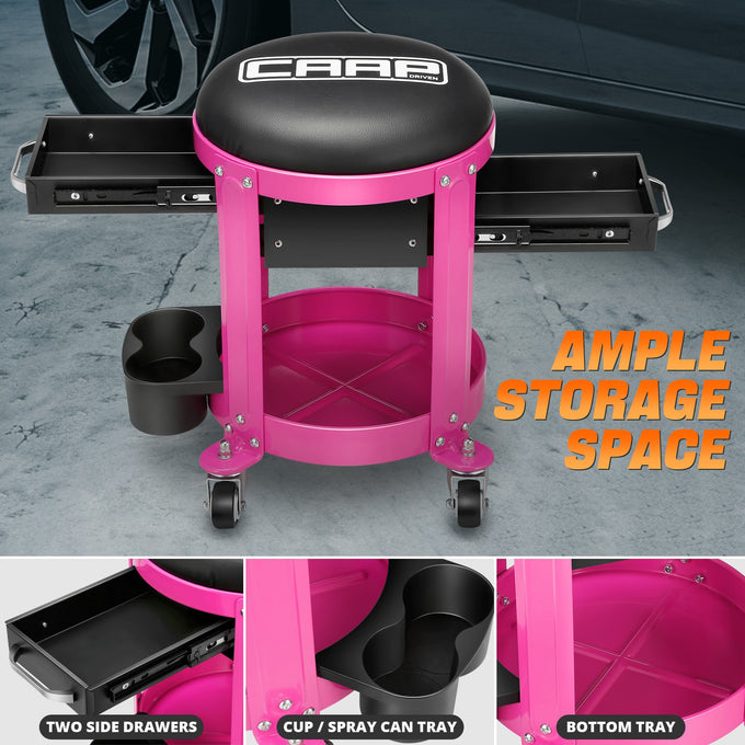 Mechanic Rolling Tool Seat w/Drawer Toolbox <br> Drawer Measures(in.): 5.5 W x 9.5 L x 1.75 H