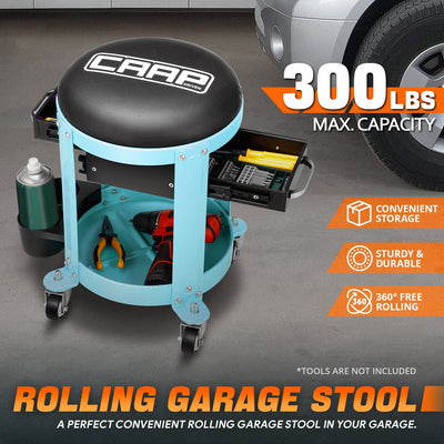 Mechanic Rolling Tool Seat w/Drawer Toolbox <br> Drawer Measures(in.): 5.5 W x 9.5 L x 1.75 H