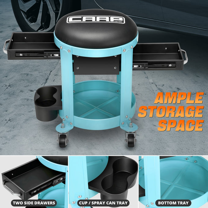 Mechanic Rolling Tool Seat w/Drawer Toolbox <br> Drawer Measures(in.): 5.5 W x 9.5 L x 1.75 H