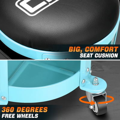 Mechanic Rolling Tool Seat w/Drawer Toolbox <br> Drawer Measures(in.): 5.5 W x 9.5 L x 1.75 H