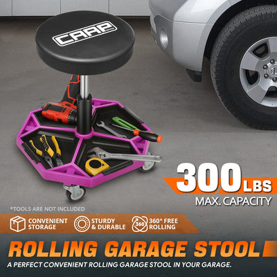 Adjustable Rolling Seat W/Removable Tray <br> Adjustable Seat Height: 15.74 to 21.25 in.