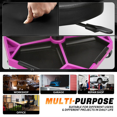 Adjustable Rolling Seat W/Removable Tray <br> Adjustable Seat Height: 15.74 to 21.25 in.