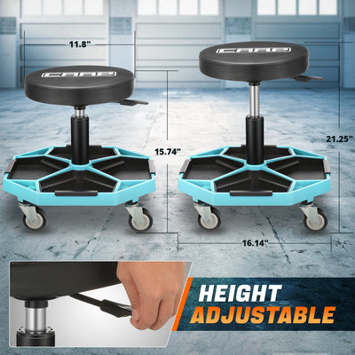 Adjustable Rolling Seat W/Removable Tray <br> Adjustable Seat Height: 15.74 to 21.25 in.