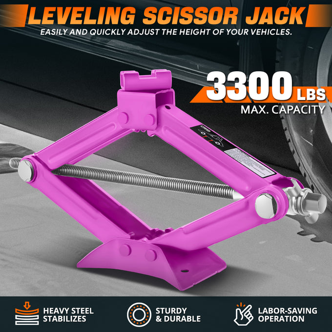 1.5 Ton Scissor Lift Jack <br> W/ Ratchet Wrench