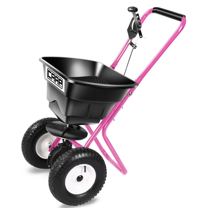 80 LBS / 29L Adjustable Walk-Behind Spreader <br> W/12 In. Tires and wide-set frame