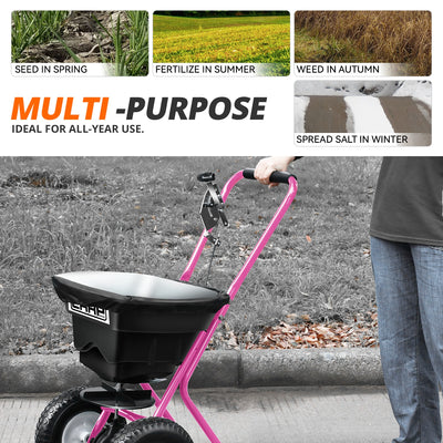 80 LBS / 29L Adjustable Walk-Behind Spreader <br> W/12 In. Tires and wide-set frame