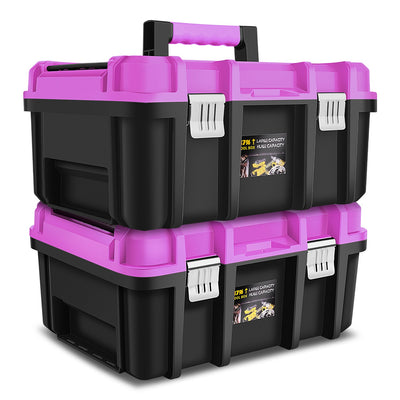 2-in-1 Portable Tool Box Set (Removable Trays) <br>Outer Dimensions( in.): 17.32 L x 12.99 W x 18.5 H