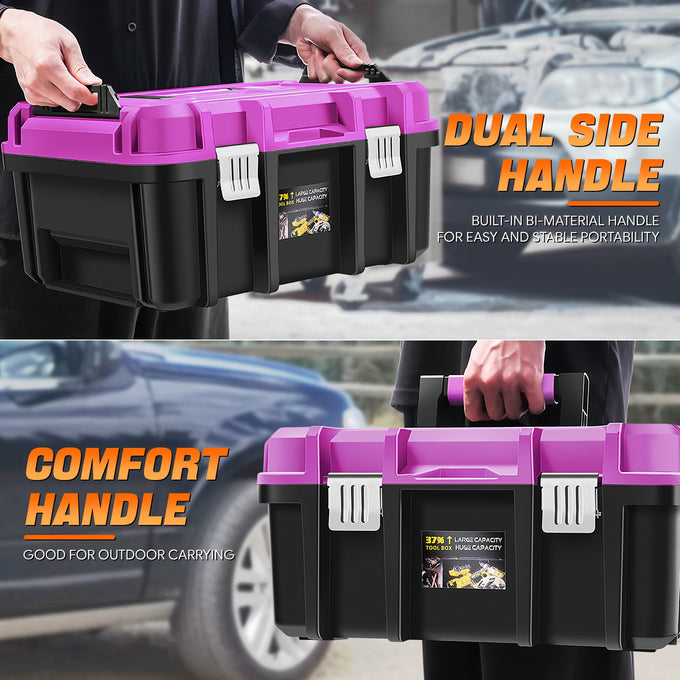 2-in-1 Portable Tool Box Set (Removable Trays) <br>Outer Dimensions( in.): 17.32 L x 12.99 W x 18.5 H