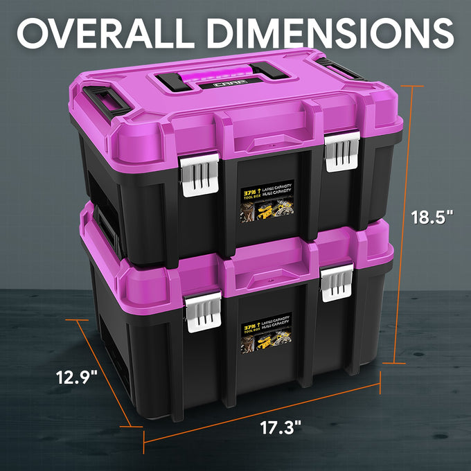 2-in-1 Portable Tool Box Set (Removable Trays) <br>Outer Dimensions( in.): 17.32 L x 12.99 W x 18.5 H