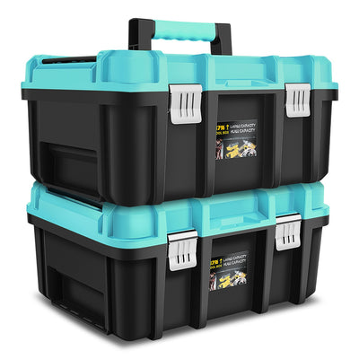 2-in-1 Portable Tool Box Set (Removable Trays) <br>Outer Dimensions( in.): 17.32 L x 12.99 W x 18.5 H