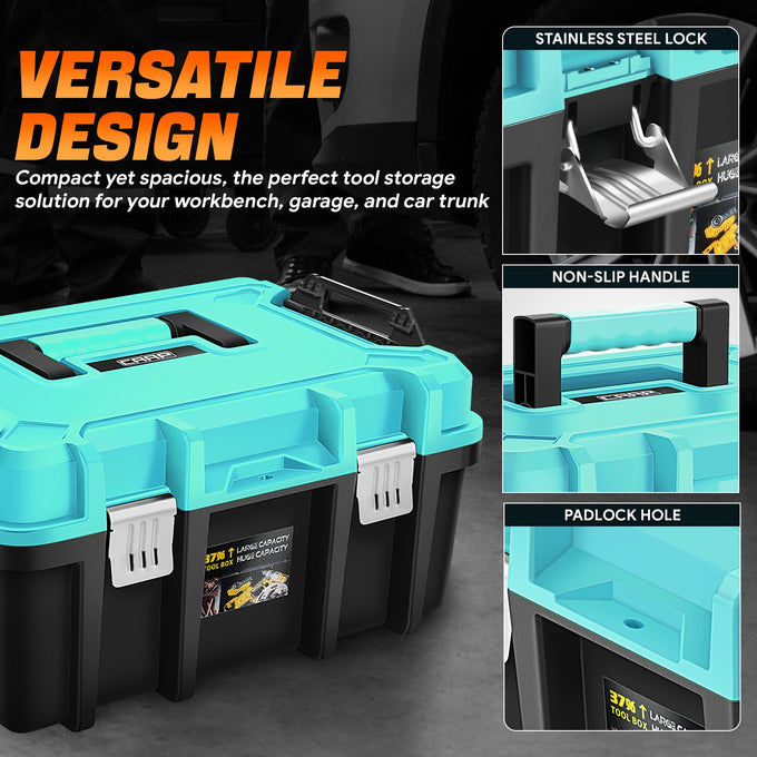 2-in-1 Portable Tool Box Set (Removable Trays) <br>Outer Dimensions( in.): 17.32 L x 12.99 W x 18.5 H